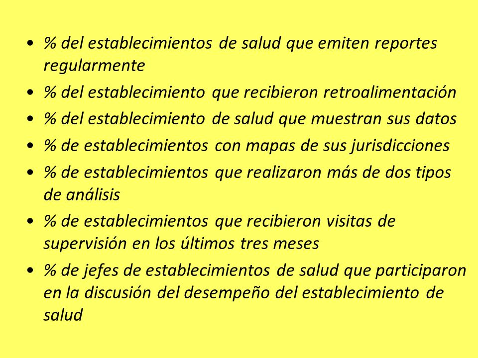 % del establecimientos de salud que emiten reportes regularmente