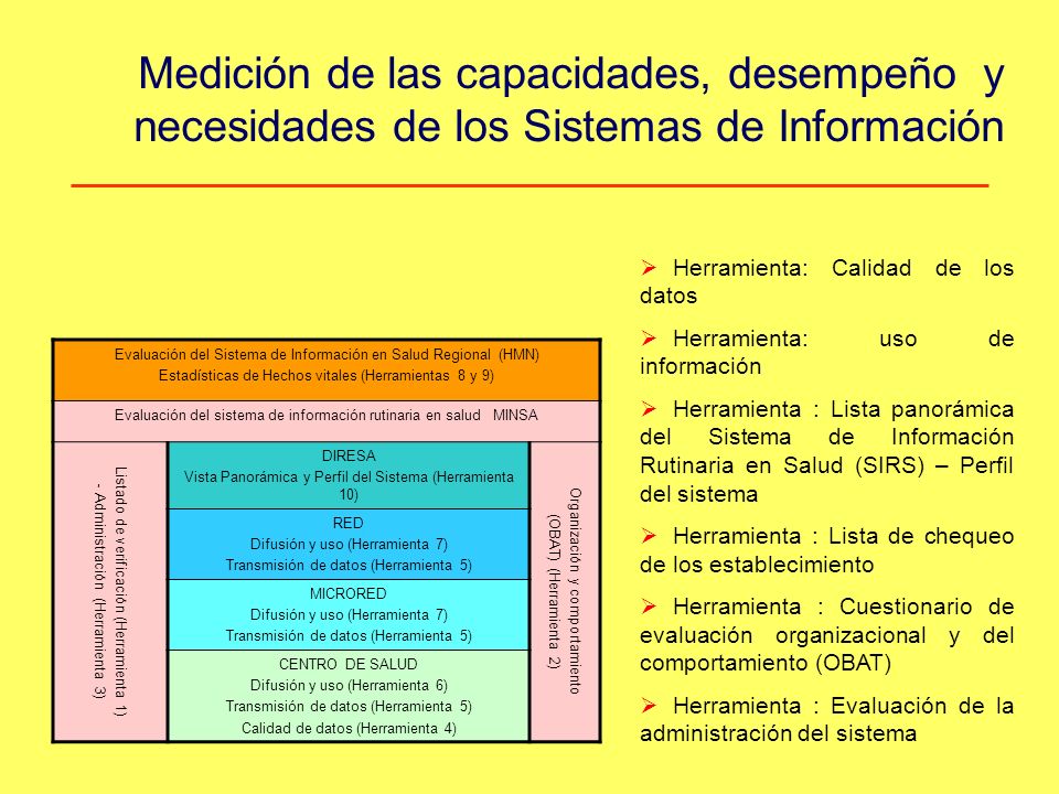 Medición de las capacidades, desempeño y necesidades de los Sistemas de Información