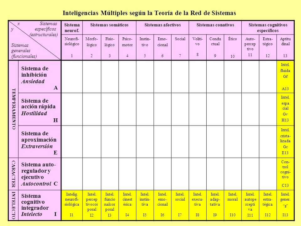 Inteligencias Múltiples según la Teoría de la Red de Sistemas