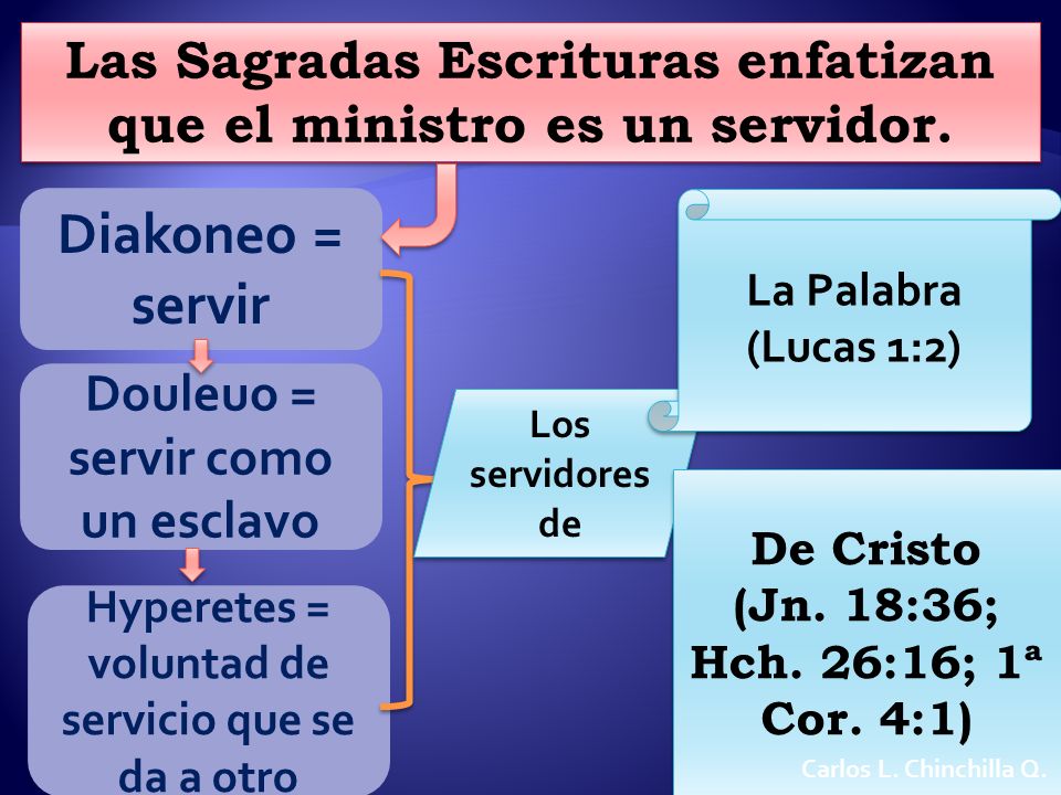 Las Sagradas Escrituras enfatizan que el ministro es un servidor.