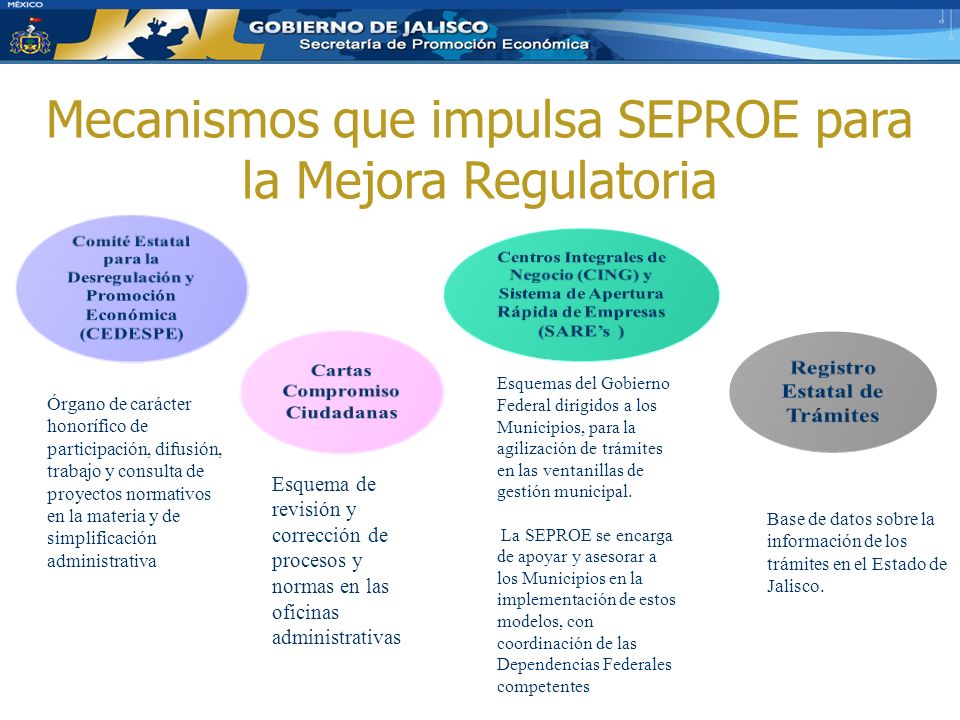 Mecanismos que impulsa SEPROE para la Mejora Regulatoria