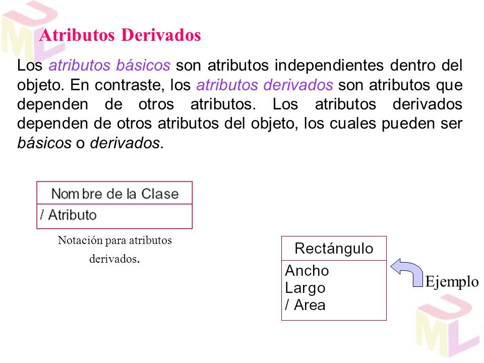 Notación para atributos derivados.