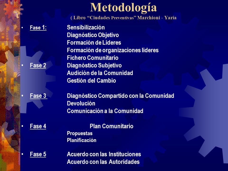 Metodología ( Libro Ciudades Preventivas Marchioni - Yaría