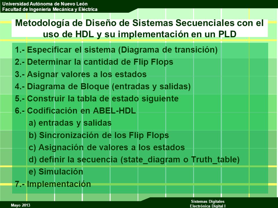 Metodología de Diseño de Sistemas Secuenciales con el uso de HDL y su implementación en un PLD