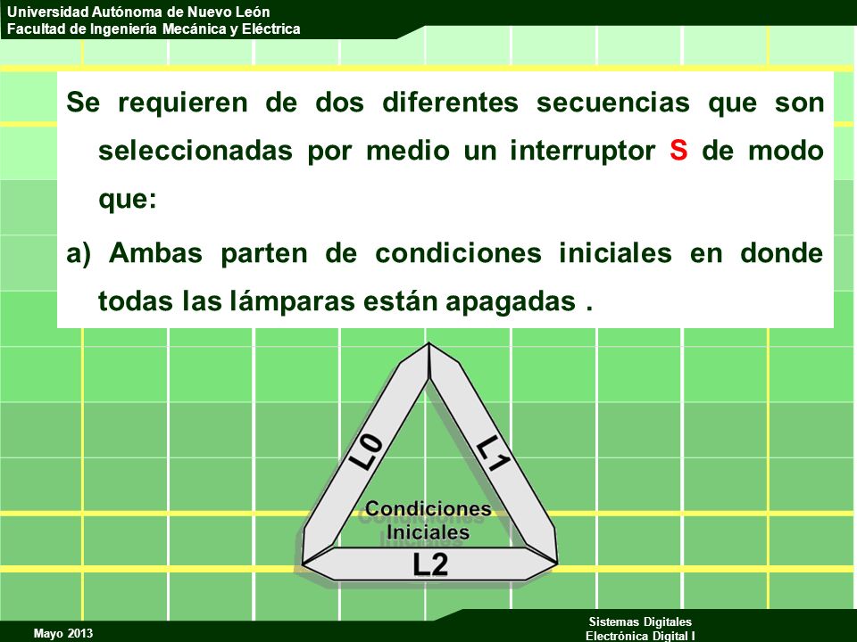 Se requieren de dos diferentes secuencias que son seleccionadas por medio un interruptor S de modo que: