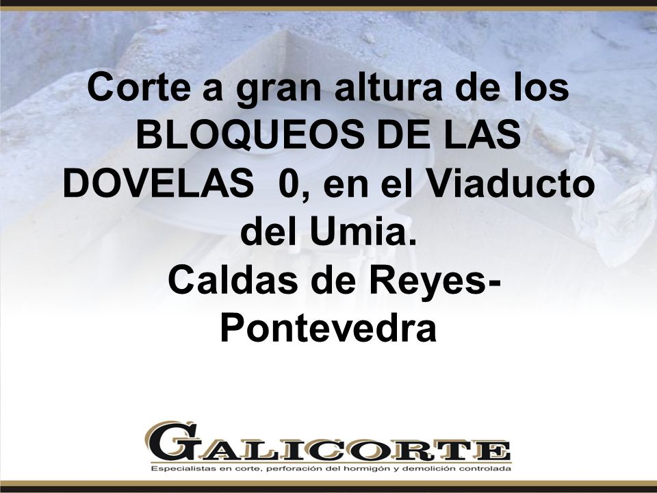 Corte a gran altura de los BLOQUEOS DE LAS DOVELAS 0, en el Viaducto del Umia.