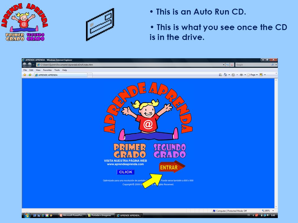 This is an Auto Run CD. This is what you see once the CD is in the drive.