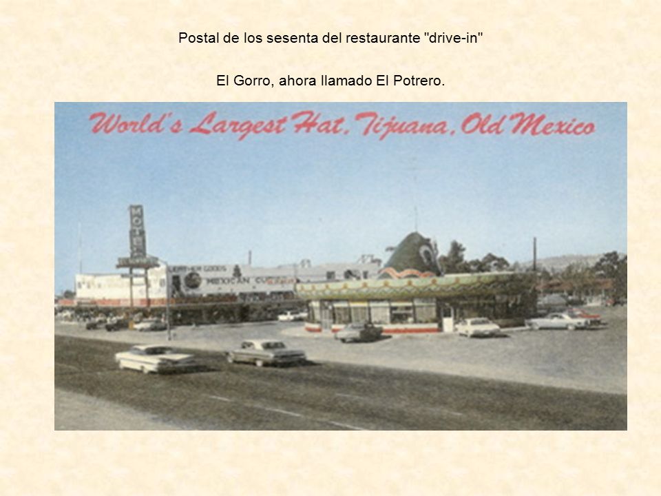Postal de los sesenta del restaurante drive-in El Gorro, ahora llamado El Potrero.