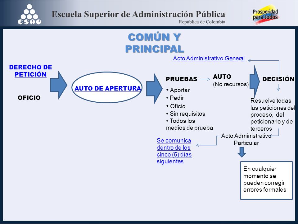 COMÚN Y PRINCIPAL Aportar Oficio Acto Administrativo General