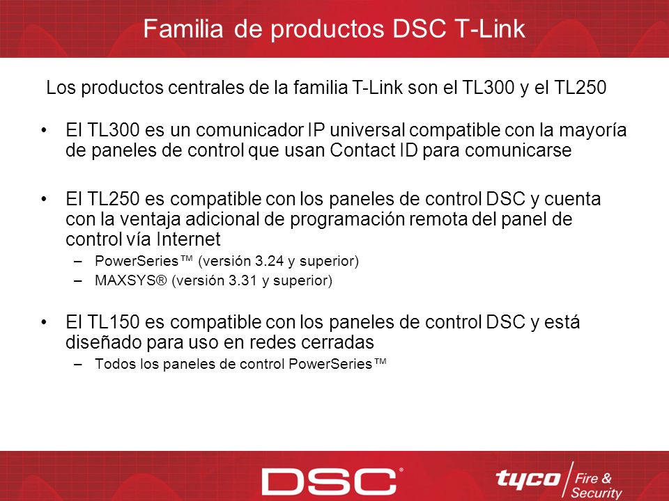 Familia de productos DSC T-Link