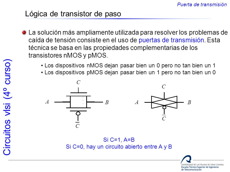 Si C=0, hay un circuito abierto entre A y B