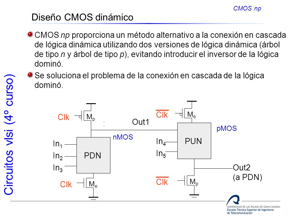 CMOS np Diseño CMOS dinámico. CMOS np proporciona un método alternativo a la conexión en cascada.