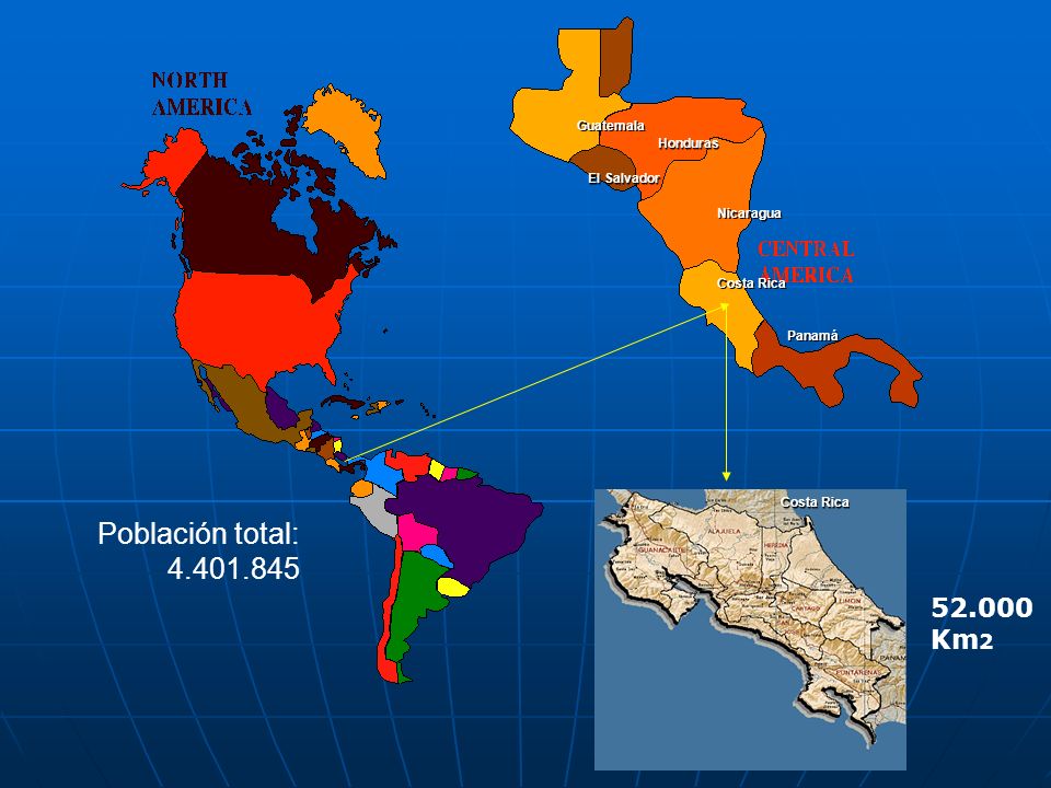 Población total: Km2 Guatemala Honduras El Salvador