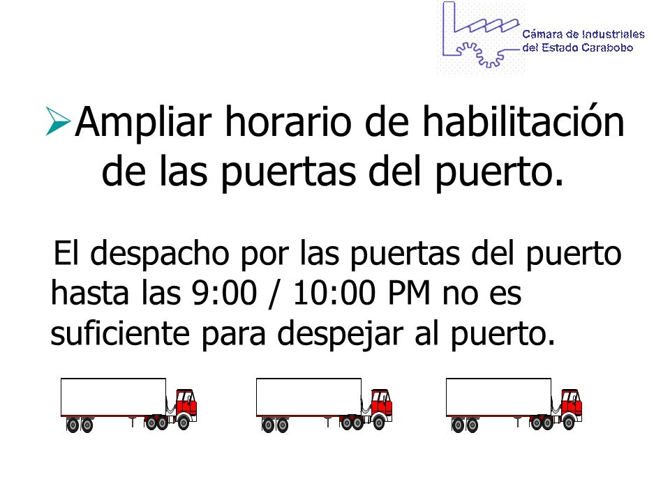 Ampliar horario de habilitación de las puertas del puerto.