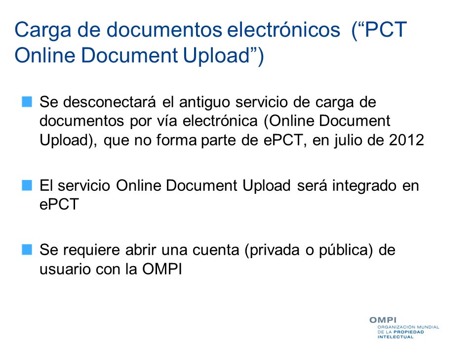 Carga de documentos electrónicos ( PCT Online Document Upload )