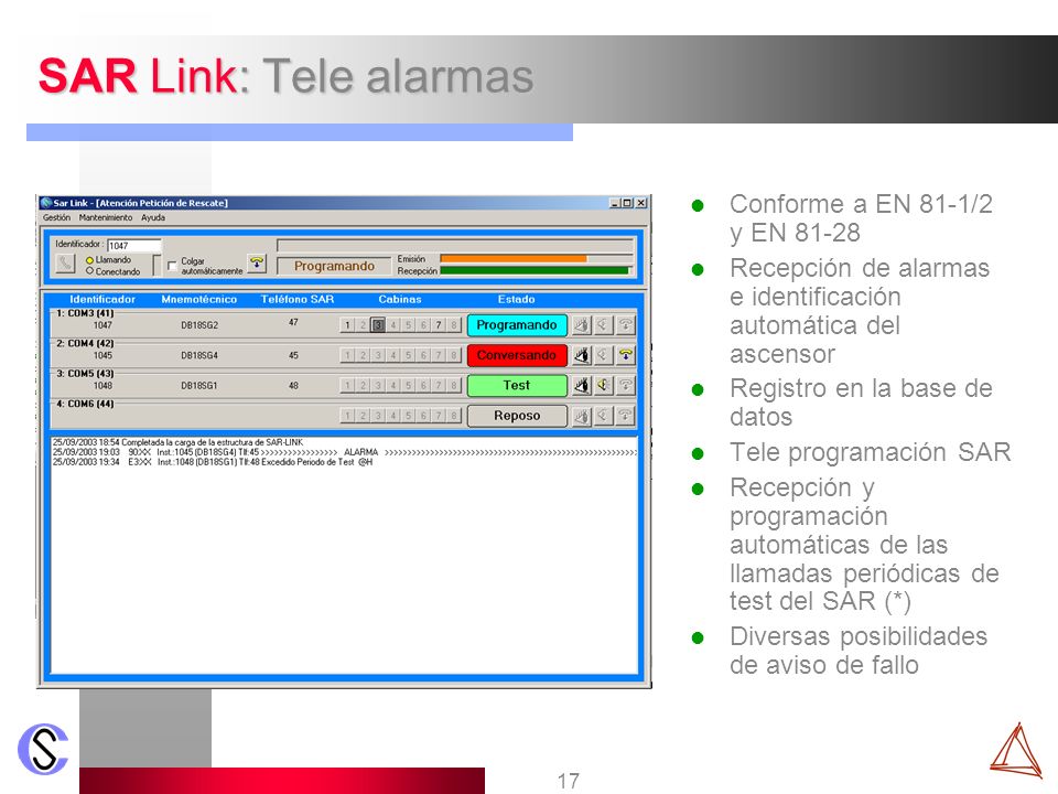 SAR Link: Tele alarmas Conforme a EN 81-1/2 y EN 81-28