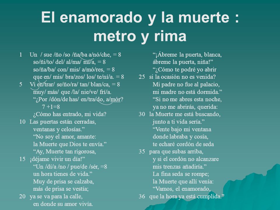 El enamorado y la muerte : metro y rima