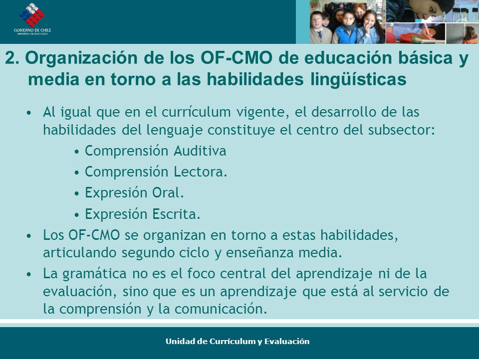 2. Organización de los OF-CMO de educación básica y media en torno a las habilidades lingüísticas