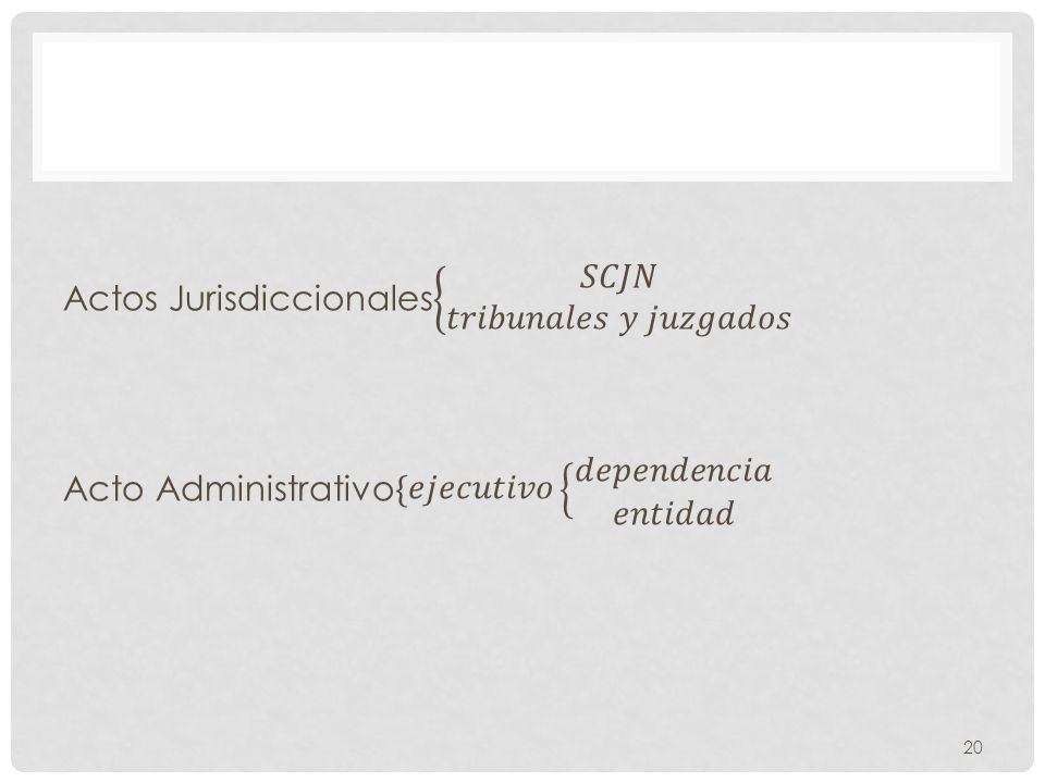 Actos Jurisdiccionales 𝑆𝐶𝐽𝑁 𝑡𝑟𝑖𝑏𝑢𝑛𝑎𝑙𝑒𝑠 𝑦 𝑗𝑢𝑧𝑔𝑎𝑑𝑜𝑠 Acto Administrativo 𝑒𝑗𝑒𝑐𝑢𝑡𝑖𝑣𝑜 𝑑𝑒𝑝𝑒𝑛𝑑𝑒𝑛𝑐𝑖𝑎 𝑒𝑛𝑡𝑖𝑑𝑎𝑑