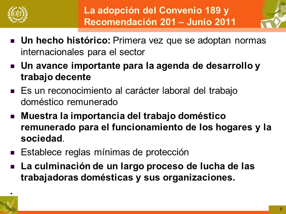 La adopción del Convenio 189 y Recomendación 201 – Junio 2011