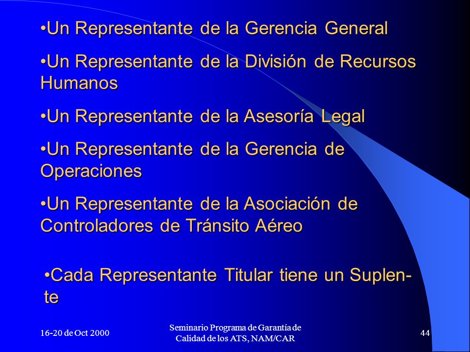 Seminario Programa de Garantía de Calidad de los ATS, NAM/CAR