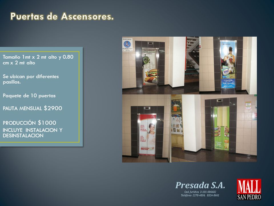 Puertas de Ascensores. Tamaño 1mt x 2 mt alto y 0.80 cm x 2 mt alto
