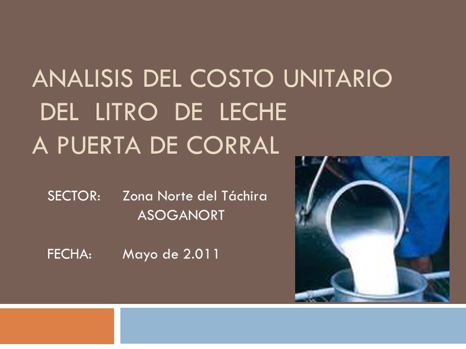 ANALISIS DEL COSTO UNITARIO DEL LITRO DE LECHE A PUERTA DE CORRAL