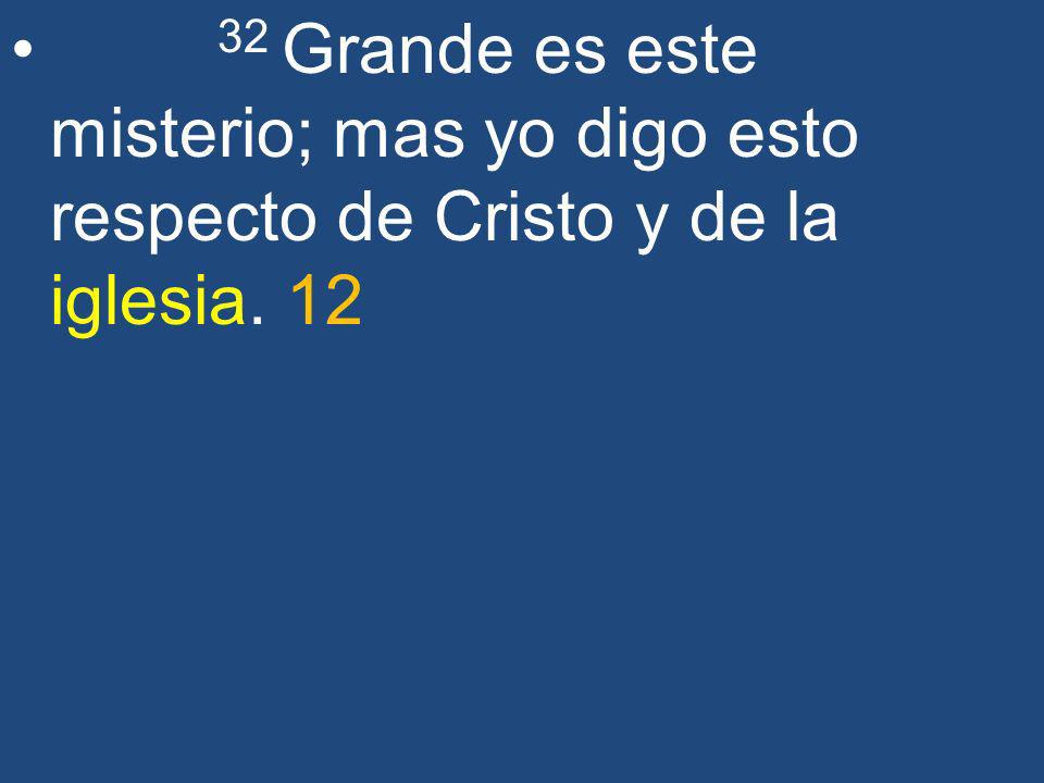 32 Grande es este misterio; mas yo digo esto respecto de Cristo y de la iglesia. 12