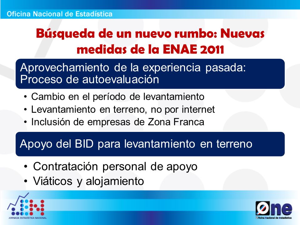 Búsqueda de un nuevo rumbo: Nuevas medidas de la ENAE 2011