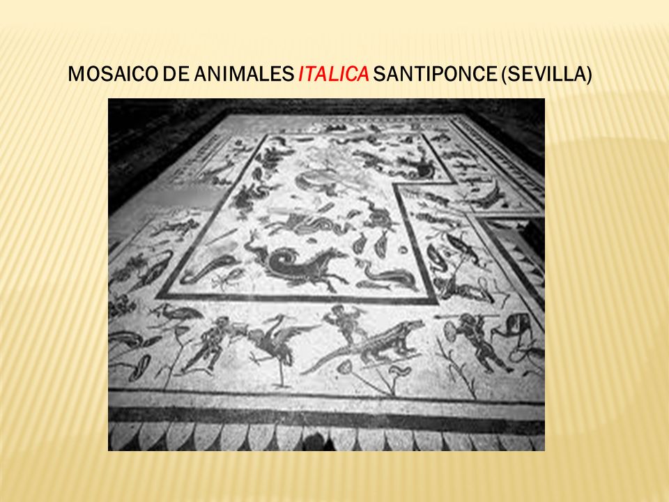 MOSAICO DE ANIMALES ITALICA SANTIPONCE (SEVILLA)