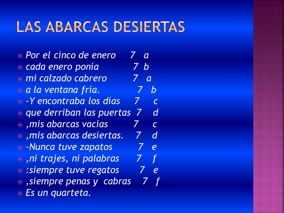 Las abarcas desiertas Por el cinco de enero 7 a cada enero ponía 7 b