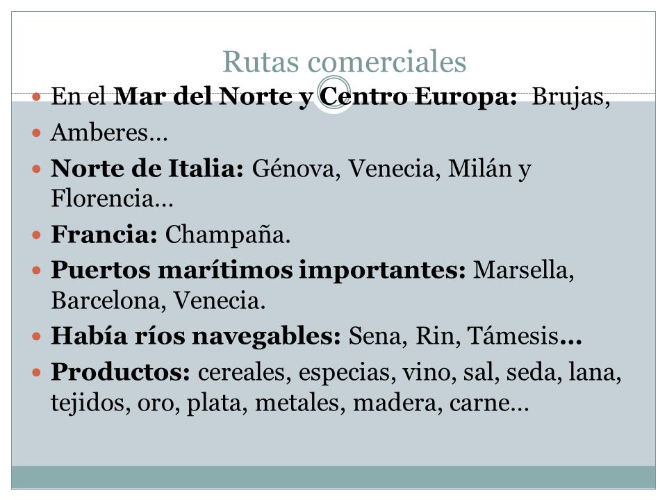 Rutas comerciales En el Mar del Norte y Centro Europa: Brujas,