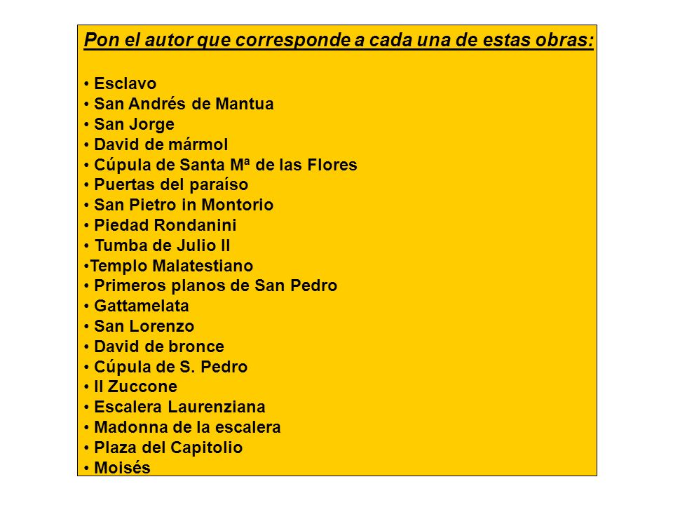 Pon el autor que corresponde a cada una de estas obras: