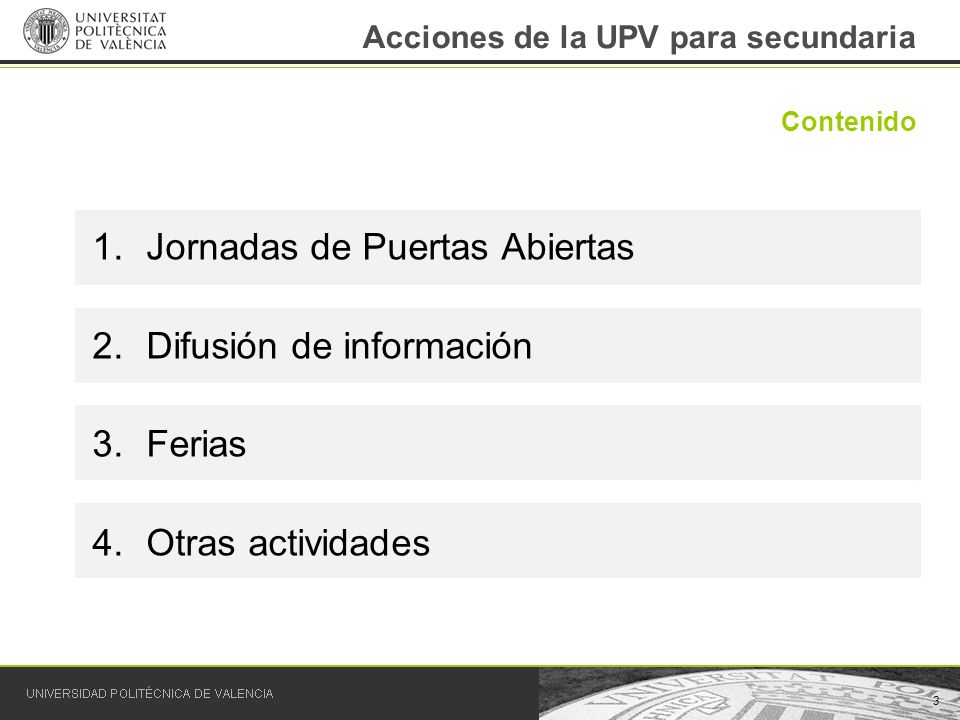 Acciones de la UPV para secundaria