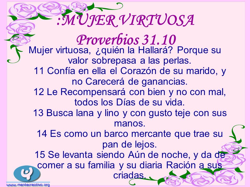 :MUJER VIRTUOSA Proverbios 31.10