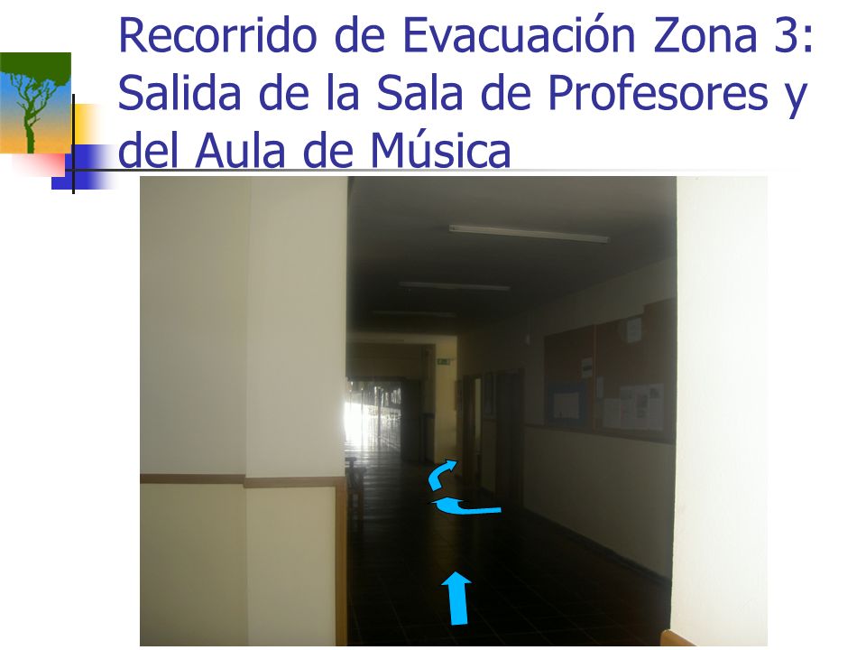 Recorrido de Evacuación Zona 3: Salida de la Sala de Profesores y del Aula de Música
