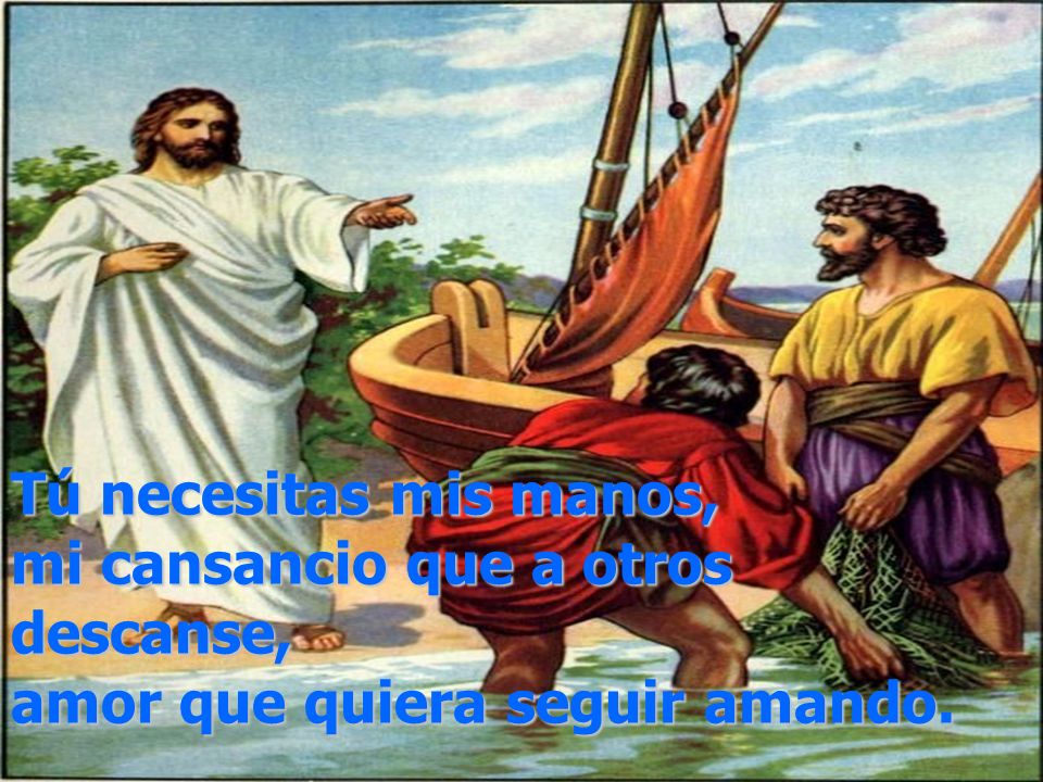 Tú necesitas mis manos, mi cansancio que a otros descanse, amor que quiera seguir amando.