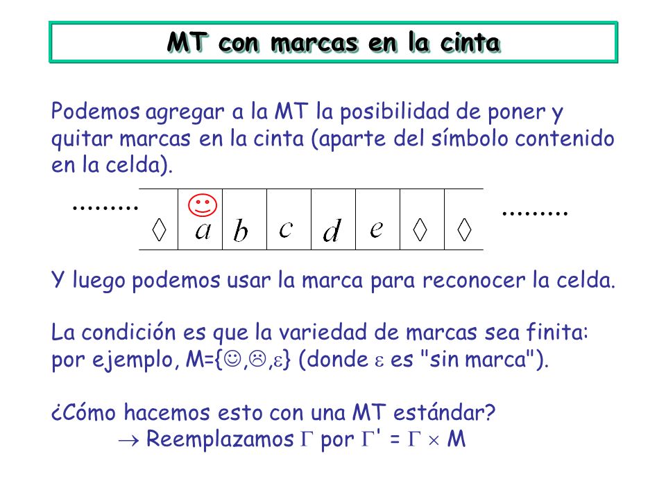 MT con marcas en la cinta