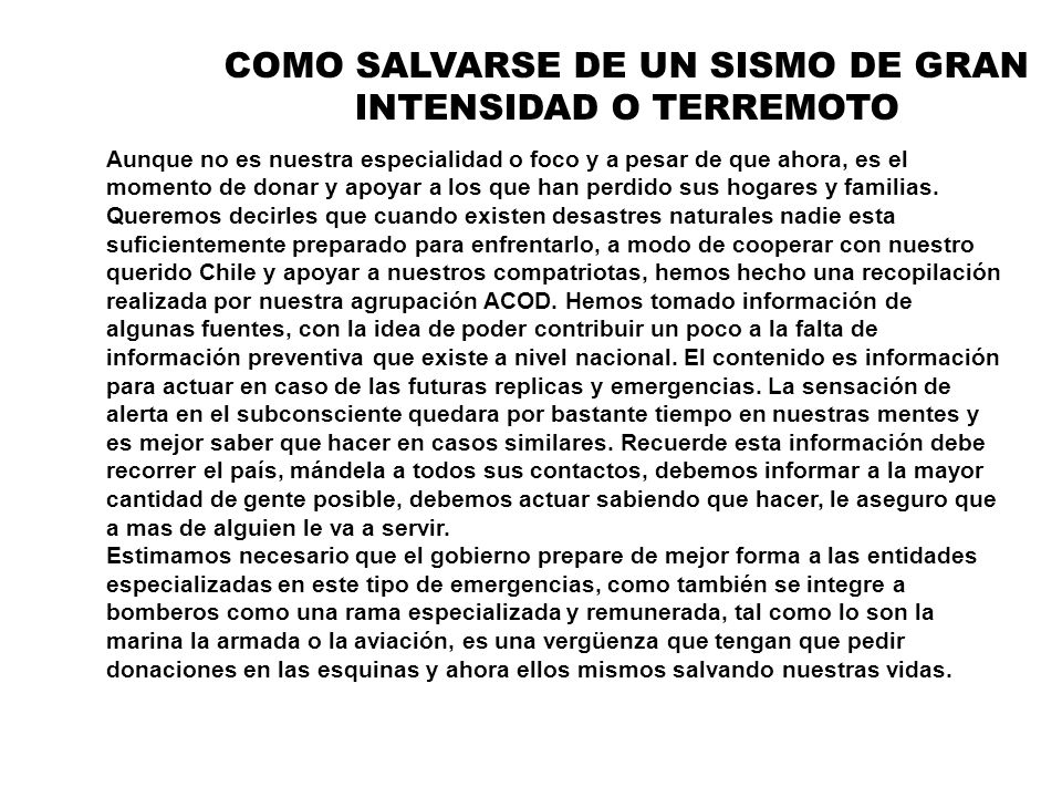 COMO SALVARSE DE UN SISMO DE GRAN INTENSIDAD O TERREMOTO