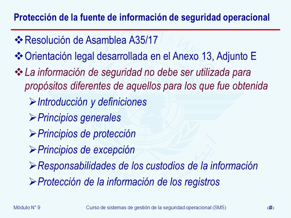 Protección de la fuente de información de seguridad operacional