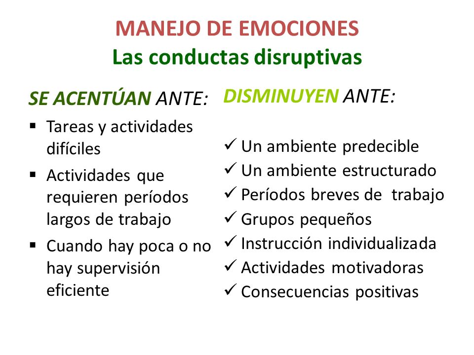 MANEJO DE EMOCIONES Las conductas disruptivas
