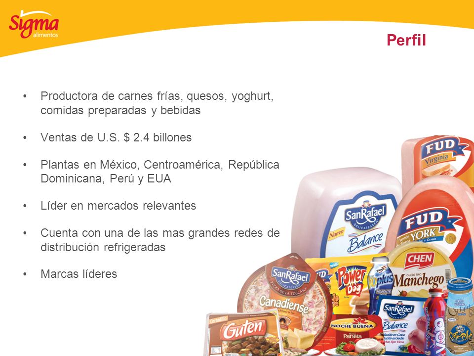 Perfil Productora de carnes frías, quesos, yoghurt, comidas preparadas y bebidas. Ventas de U.S. $ 2.4 billones.
