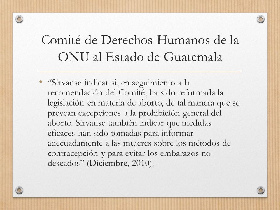 Comité de Derechos Humanos de la ONU al Estado de Guatemala