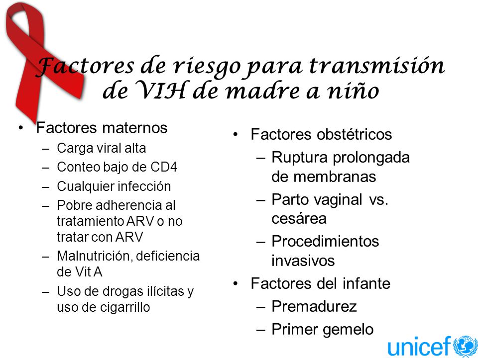 Factores de riesgo para transmisión de VIH de madre a niño