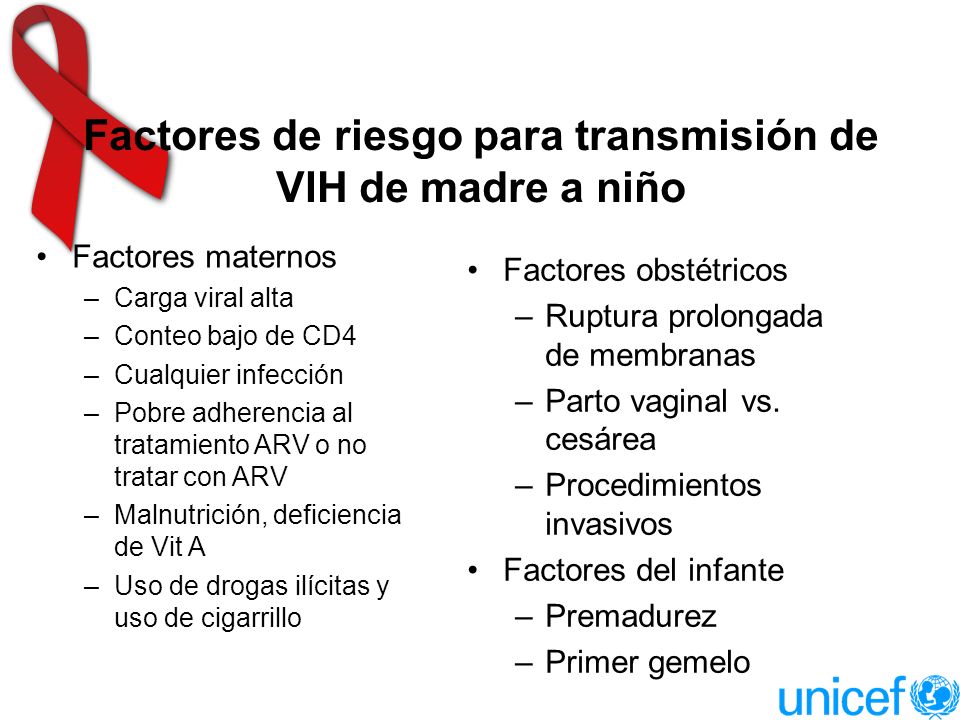 Factores de riesgo para transmisión de VIH de madre a niño