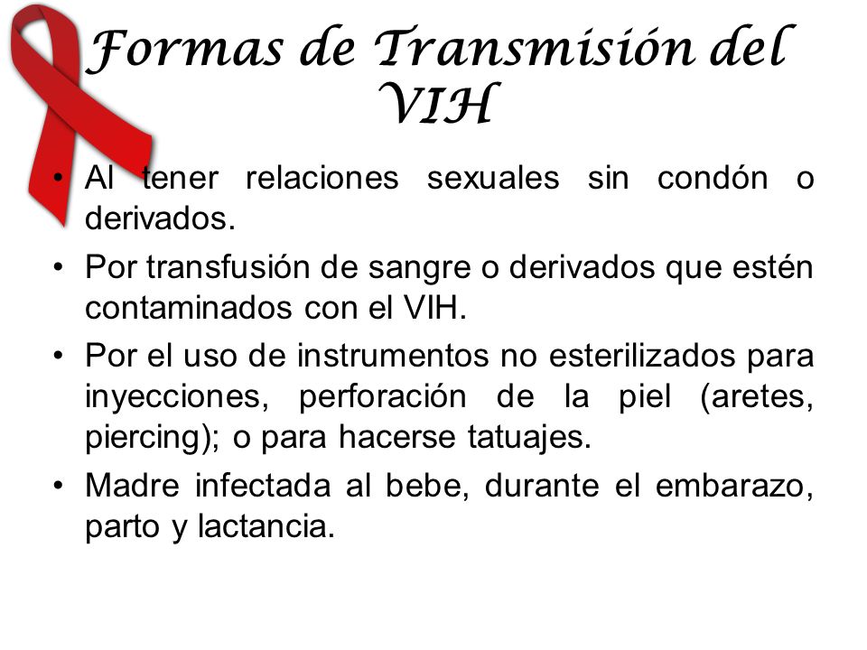 Formas de Transmisión del VIH
