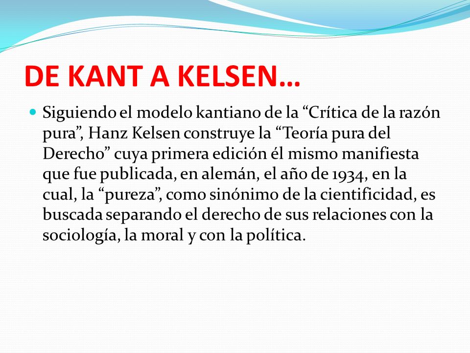DE KANT A KELSEN…