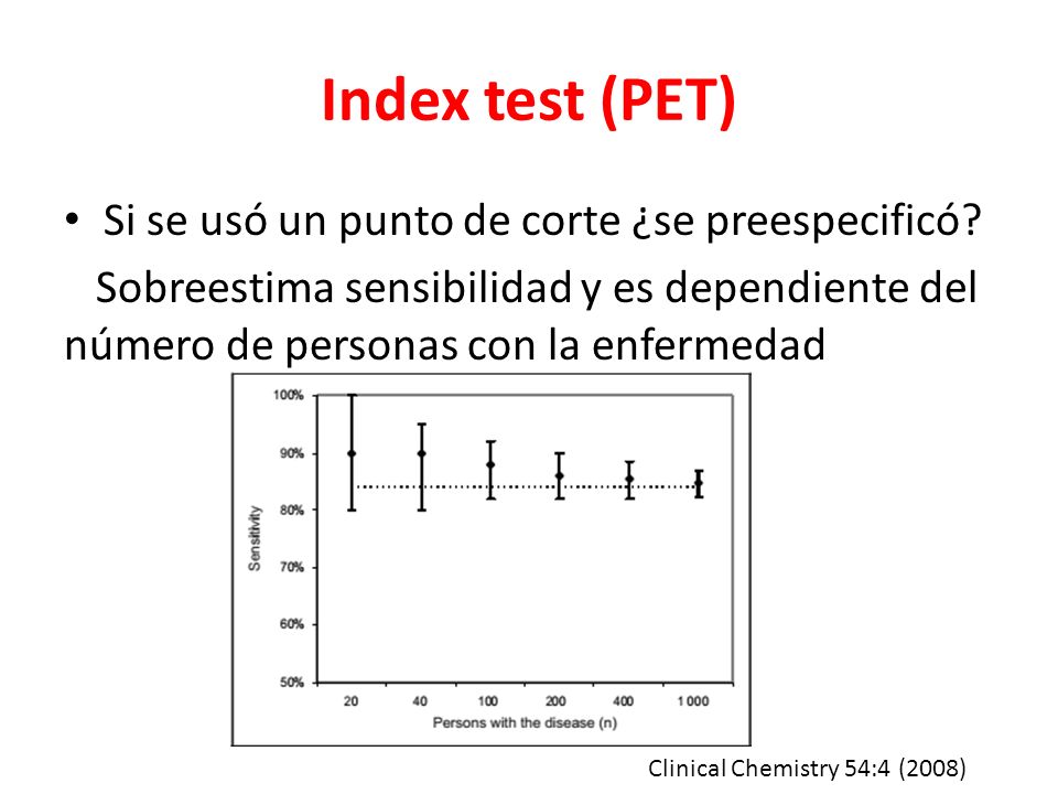 Index test (PET) Si se usó un punto de corte ¿se preespecificó