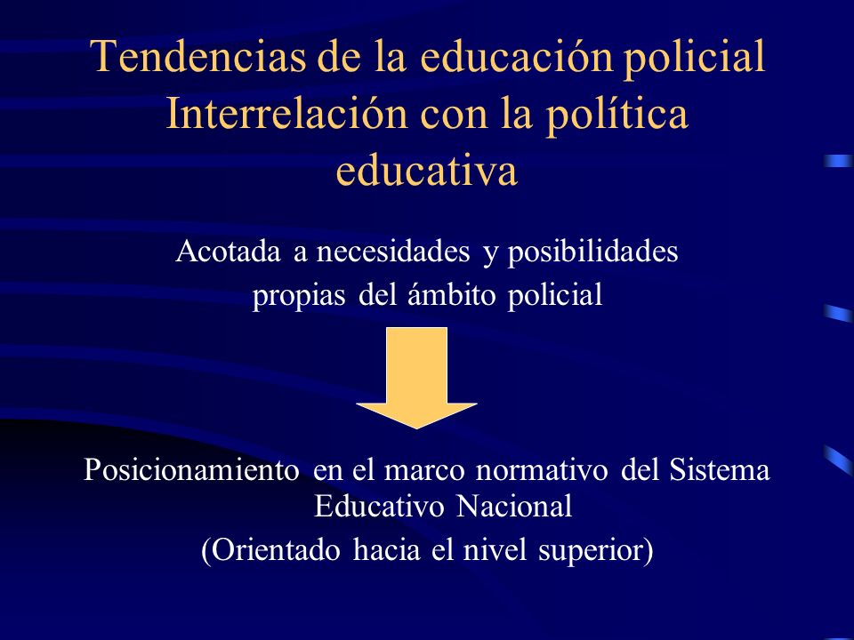 Tendencias de la educación policial Interrelación con la política educativa