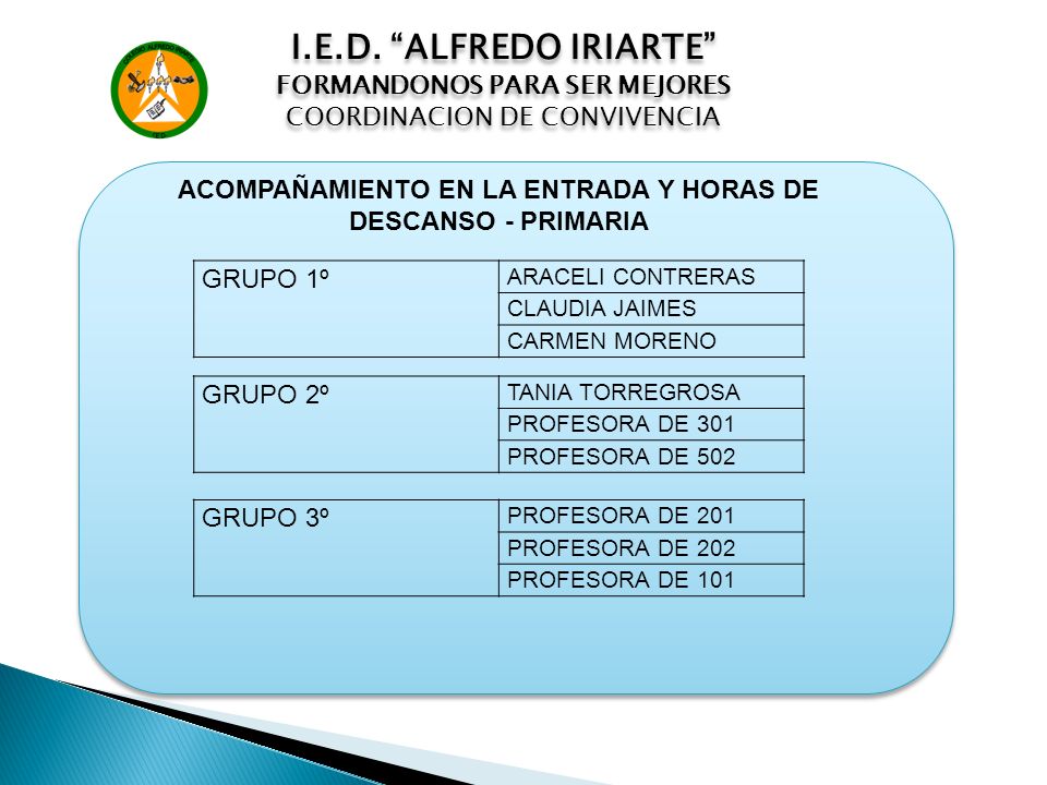 ACOMPAÑAMIENTO EN LA ENTRADA Y HORAS DE DESCANSO - PRIMARIA